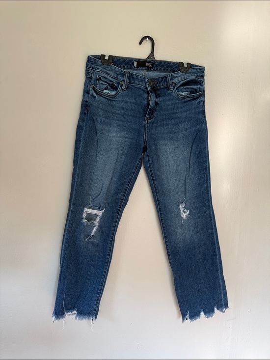 Kut from the Kloth Denim - Kut from the Kloth Dark Reese ankle straight Blue Distressed Cropped Jeans 8